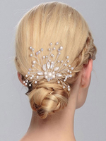 Weiße Hochzeit Kopfschmuck Perlen Kamm Strass Braut Haarschmuck