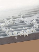 Weiße Hochzeit Kopfschmuck Perlen Stirnband Ribbon Perlen Braut Haarschmuck