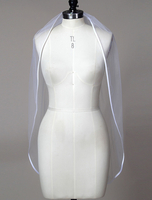 Weiße Hochzeit Schleier Net Ribbon Edge Ein Tier Fingerspitze Länge Wasserfall Brautschleier
