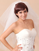 Weiße Hochzeit Schleier Tüll 3-Tier Schnittkante kurze Brautschleier (4 Haarnadeln enthalten)