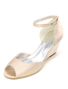 Weiße Hochzeit Schuhe Keil Peep Toe Ankle Strap Brautschuhe