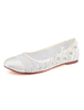 Weiße Hochzeit Schuhe Lace Round Toe Strass Flache Mutter der Braut Schuhe