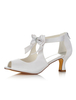 Weiße Hochzeit Schuhe Satin Peep Toe Bogen Zip Up Brautschuhe für Frauen