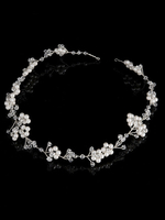 Weiße Hochzeit Stirnband Kristall Kopfschmuck Strass Perlen Blume Braut Haarschmuck