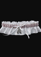 Weiße Hochzeit Strumpfband Satinstoff Bogen Metall Dekor Braut-Accessoires