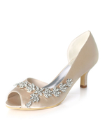 Weiße Hochzeitsschuhe Pailletten Strass Peep Toe Kitten Heel Brautschuhe Hochzeitsgast Schuhe