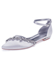 Weiße Hochzeitsschuhe Satin Spitze Strass Brautjungfer Schuhe Flache Brautschuhe