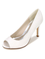 Weiße Hochzeitsschuhe schnüren Peep High Heel elegante Brautschuhe