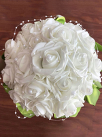 Weiße Hochzeitssträuße Seidenblumen Ribbon Pearls Bridal Bouquet