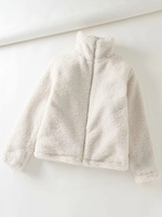 Weiße Jacken für Damen mit Stehkragen Langarm-Winterjacke aus Polyester mit Reißverschluss