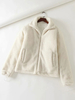 Weiße Jacken für Damen Turndown-Kragen Langarm-Polyester-Reißverschluss Lässige weiße Winterjacke