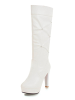 Weiße Kniehohe Stiefel Plattform Mandel High Heel Stiefel für Frauen