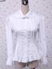 Weiße Langarm-Lolita-Baumwollbluse mit Rüschen