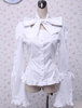 Weiße Langarm-Lolita-Baumwollbluse mit Spitze