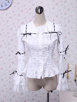 Weiße Lolita-Baumwollbluse mit Spitze