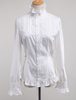 Weiße Lolita Bluse Baumwolle Langarm Hochkragen Rüschen Lolita Top
