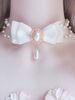 Weiße Lolita Halskette Perlen Polyester Schleifen Sweet Lolita Chocker