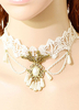Weiße Lolita Halskette Spitze Perlen Rokoko Lolita Choker Schmuck