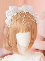 Weiße Lolita Kopfschleife KC Sweet Chain Lolita Haarschmuck