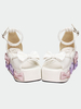 Weiße Lolita Sandalen hohen Plattform Bögen Perlen Decor Riemchen