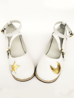 Weiße Lolita Schuhe Armband Mond und Stern-Muster-süße Lolita-Pumpen