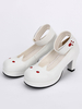 Weiße Lolita Schuhe Runde Spitze Bunny Muster niedrigen oberen Konus Lolita Schuhe