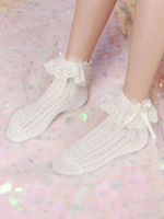Weiße Lolita Socken Bögen Spitze Lolita Zubehör aus Baumwolle
