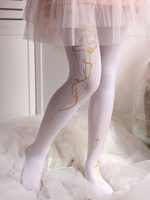 Weiße Lolita Strumpfhose Retro Cross Heißprägen Samt Lolita Strumpf
