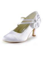 Weiße Mary Janes mit Schleife und Pfennigabsatz für Hochzeit