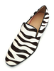 Weiße Männer Loafers Rosshaar Square Toe Zebra gedruckt Slip On Schuhe
