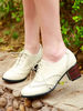 Weiße Oxford Schuhe Frauen Runde Zehen Schnür Oxfords