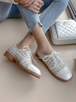 Weiße Oxfords Frauen Square Toe Schnürung Freizeitschuhe