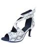 Weiße Peep-Toe-Schlange drucken Ankle Strap PU Lederschuhe Ballsaal