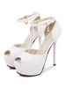 Weiße Peep Toe Schuhe Metall Details Eleganter Knöchelriemen Sommer Sexy Platform Heels