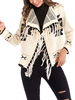 Weiße Pullover Strickjacken Frauen Turndown Kragen Langarm Geometrische Kurzjacken Mit Fransen