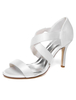 Weiße Satin offener Spitze Abend & Braut Sandalen für Damen