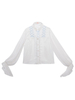 Weiße süße Lolita Blusen Schnürrüschen Langarm Weißes Lolita Shirt