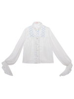 Weiße süße Lolita Blusen Schnürrüschen Langarm Weißes Lolita Shirt