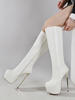 Weiße sexy Stiefel mit Plateau-Reißverschluss und kniehohen Stiefeln