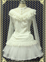 Weiße Spitzen Lolita Bluse Langarm