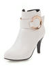 Weiße Stiefeletten Damen Spitz Schnalle Detail High Heel Booties