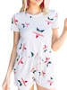 Weiße Strampler Shorts Star Print Jewel Neck Kurzarm Sommer Spielanzug