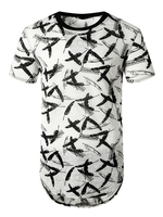 Weiße T-Shirts Federdruck Kurzarm Sommer Tops