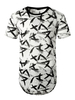 Weiße T-Shirts Jewel Neck Feather Print Kurzarm-T-Shirts