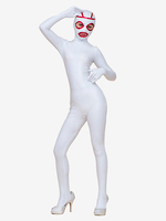 Weiße Zentai-Anzüge sexy weiße Lycra-Spandex-Farbblock-Overall-Kostüme mit offenen Augen