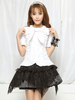 Weißen Bögen geraffte Baumwolle Lolita Bluse für Frauen
