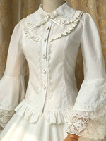Weißen Lolita Bluse Lace Bow Baumwollshirt für Damen