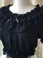 Weißen Lolita Bluse Rüschen Chiffon Spitzen Bluse