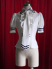 Weißen Lolita Bluse Streifen Krawatte Rüschen Baumwolle Bluse für Frauen