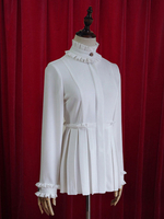 Weißen Lolita plissierten Bluse schicke Baumwolle Bluse für Frauen
